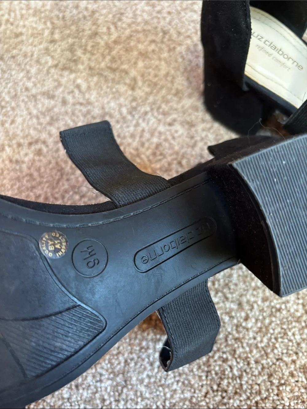 Liz Claiborne Black Cross-Strap Block Heel Sandals